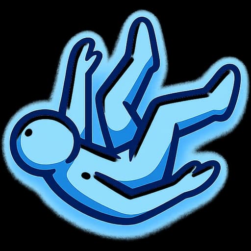 A figure falling through open hands